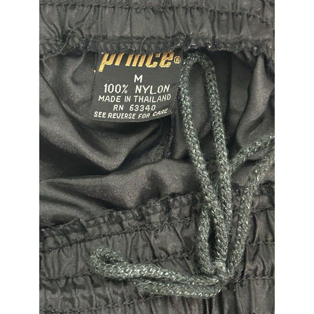 Vintage Prince Nylon Track Pants Mens M Black Teal Side Stripe Windbreaker 90s - Picture 7 of 7
